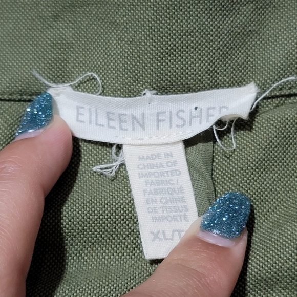 Eileen Fisher Organic Cotton Open Front Cardigan Jacket size XL Olive Green - Picture 5 of 11